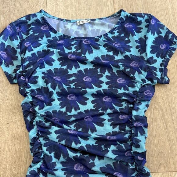 Free People Purple Floral Short Sleeve Tee - Picture 3 of 5